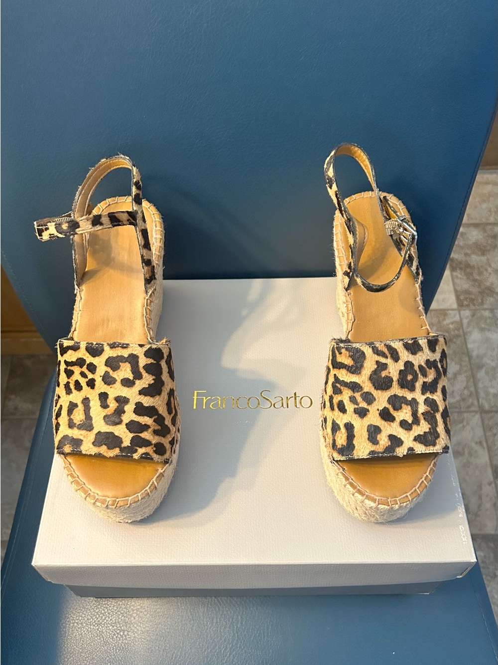 Franco Sarto Leopard-Print Espadrille Platform Sandals - Camel & Black